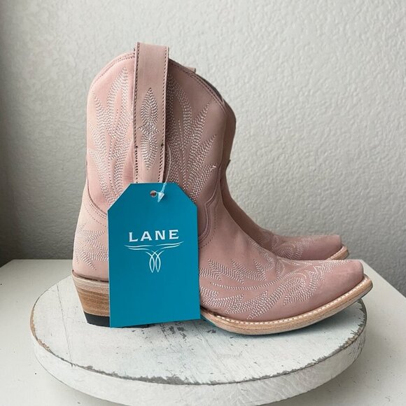 Lane LEXINGTON Womens Cowboy Bootie 5 Pink Western Cowgirl Short Ankle Boots - Picture 2 of 11